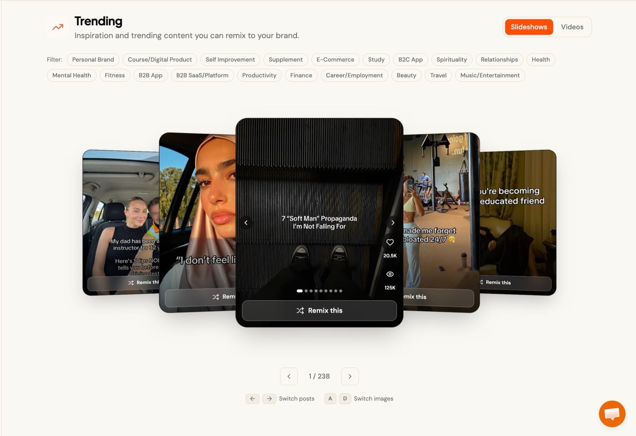 Trending Content Library product screenshot